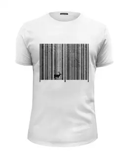 Заказать мужскую футболку в Москве. Футболка базовая Штрих код леса от ISliM - готовые дизайны и нанесение принтов.