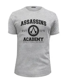 Заказать мужскую футболку в Москве. Футболка базовая Assassins Academy. Assassin's Creed от geekbox - готовые дизайны и нанесение принтов.