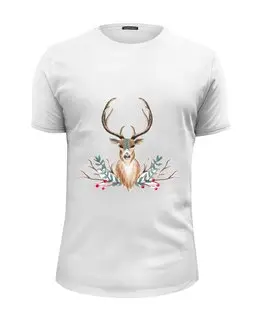 Заказать мужскую футболку в Москве. Футболка базовая Deer (олень) от Илья Щеблецов - готовые дизайны и нанесение принтов.