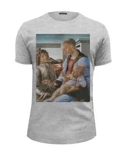 Заказать мужскую футболку в Москве. Футболка базовая Botticelli - Madone de l'Eucharistie от KinoArt - готовые дизайны и нанесение принтов.
