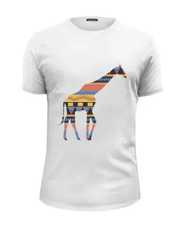 Заказать мужскую футболку в Москве. Футболка базовая Жираф от BeliySlon - готовые дизайны и нанесение принтов.