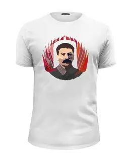 Заказать мужскую футболку в Москве. Футболка базовая Сталин от Картинки на грудь - готовые дизайны и нанесение принтов.
