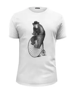 Заказать мужскую футболку в Москве. Футболка базовая Медведь на велосипеде от printik - готовые дизайны и нанесение принтов.