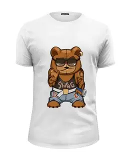 Заказать мужскую футболку в Москве. Футболка базовая Swag мишка от Sergio Happy - готовые дизайны и нанесение принтов.