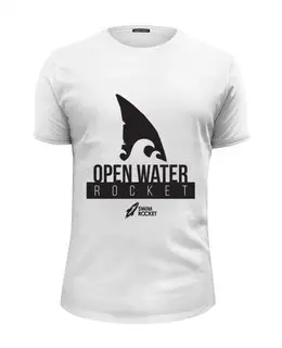 Заказать мужскую футболку в Москве. Футболка базовая Open Water Rocket от Swimrocket - школа плавания - готовые дизайны и нанесение принтов.