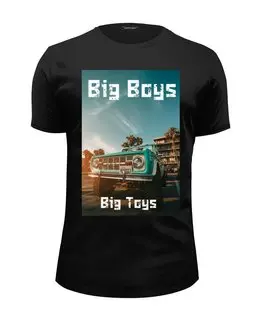 Заказать мужскую футболку в Москве. Футболка базовая Big boys big toys от Никита Коледенков - готовые дизайны и нанесение принтов.