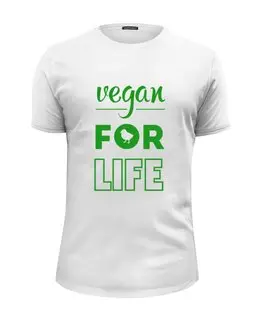 Заказать мужскую футболку в Москве. Футболка базовая Vegan for life от catification - готовые дизайны и нанесение принтов.