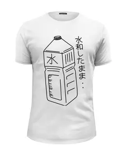 Заказать мужскую футболку в Москве. Футболка базовая Japanese water bottle от Павел Павел - готовые дизайны и нанесение принтов.