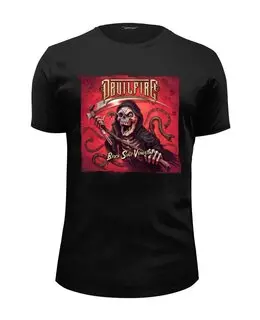 Заказать мужскую футболку в Москве. Футболка базовая Devilfire band от Leichenwagen - готовые дизайны и нанесение принтов.