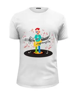 Заказать мужскую футболку в Москве. Футболка базовая Гитарист   от T-shirt print  - готовые дизайны и нанесение принтов.