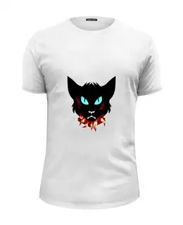 Заказать мужскую футболку в Москве. Футболка базовая Голова кота от aleks_say - готовые дизайны и нанесение принтов.