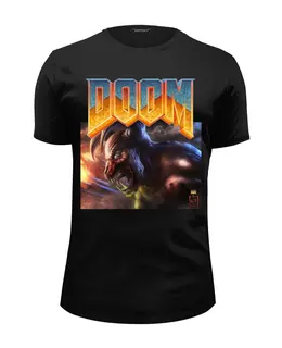 Заказать мужскую футболку в Москве. Футболка базовая Doom game от Leichenwagen - готовые дизайны и нанесение принтов.
