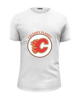 Заказать мужскую футболку в Москве. Футболка базовая Calgary Flames от kspsshop - готовые дизайны и нанесение принтов.