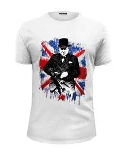 Заказать мужскую футболку в Москве. Футболка базовая Уинстон Черчилль  от OEX design - готовые дизайны и нанесение принтов.