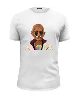 Заказать мужскую футболку в Москве. Футболка базовая Ганди хипстер от skynatural - готовые дизайны и нанесение принтов.