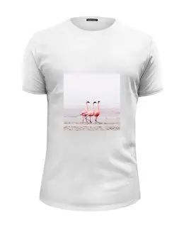 Заказать мужскую футболку в Москве. Футболка базовая Розовые фламинго от Татьяна - готовые дизайны и нанесение принтов.