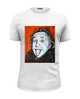 Заказать мужскую футболку в Москве. Футболка базовая эйнштейн под чем то от denis01001 - готовые дизайны и нанесение принтов.