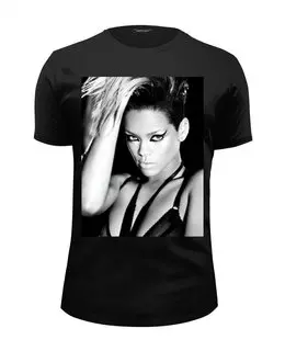 Заказать мужскую футболку в Москве. Футболка базовая Rihanna b&w от solariren - готовые дизайны и нанесение принтов.