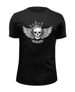 Заказать мужскую футболку в Москве. Футболка базовая BikerSkull от balden - готовые дизайны и нанесение принтов.