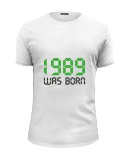 Заказать мужскую футболку в Москве. Футболка базовая 1989 год рождения от Djimas Leonki - готовые дизайны и нанесение принтов.