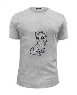 Заказать мужскую футболку в Москве. Футболка базовая Милый кот от denis01001 - готовые дизайны и нанесение принтов.