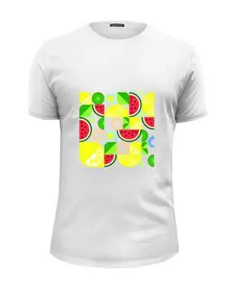 Заказать мужскую футболку в Москве. Футболка базовая летние фрукты от Марина Кольцова - готовые дизайны и нанесение принтов.