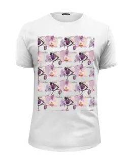 Заказать мужскую футболку в Москве. Футболка базовая ветка орхидеи от okonit - готовые дизайны и нанесение принтов.