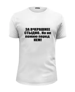 Заказать мужскую футболку в Москве. Футболка базовая ЗА ВЧЕРАШНЕЕ СТЫДНО... от Max - готовые дизайны и нанесение принтов.