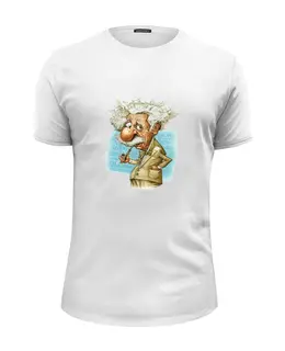 Заказать мужскую футболку в Москве. Футболка базовая Эйнштейн от Виктор Гришин - готовые дизайны и нанесение принтов.