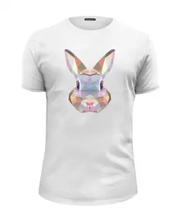 Заказать мужскую футболку в Москве. Футболка базовая Полигональный кролик от oldman - готовые дизайны и нанесение принтов.