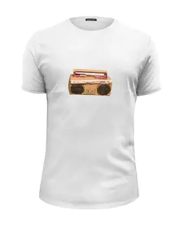 Заказать мужскую футболку в Москве. Футболка базовая Кассетный магнитофон от ystava - готовые дизайны и нанесение принтов.