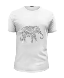 Заказать мужскую футболку в Москве. Футболка базовая Рисованный слон от queen  - готовые дизайны и нанесение принтов.