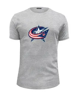 Заказать мужскую футболку в Москве. Футболка базовая Columbus Blue Jackets / NHL USA от KinoArt - готовые дизайны и нанесение принтов.