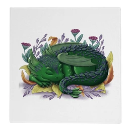 Заказать полотенца в Москве. Полотенце 30x30 см Зеленый дракон в листьях от tigerda  - готовые дизайны и нанесение принтов.