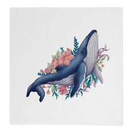 Заказать полотенца в Москве. Полотенце 30x30 см Синий кит с цветами от tigerda  - готовые дизайны и нанесение принтов.