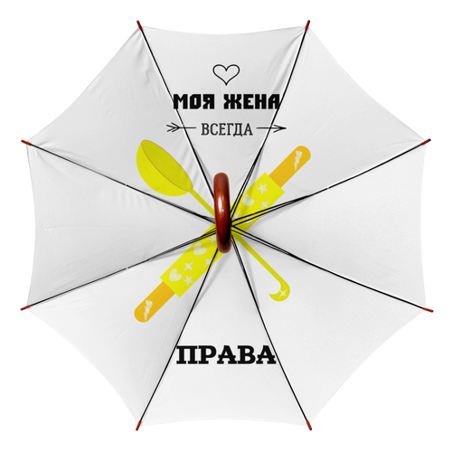 Заказать зонт в Москве. Зонт-трость двусторонний с деревянной ручкой скалка и половник от evragka  - готовые дизайны и нанесение принтов.