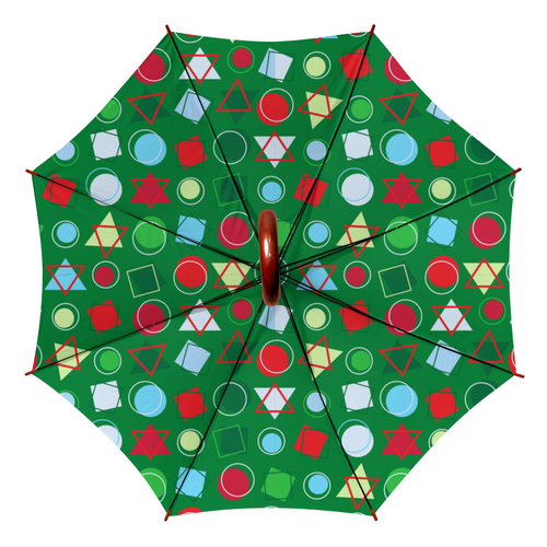 Заказать зонт в Москве. Зонт-трость двусторонний с деревянной ручкой Геометрическая абстракция от IrinkaArt  - готовые дизайны и нанесение принтов.
