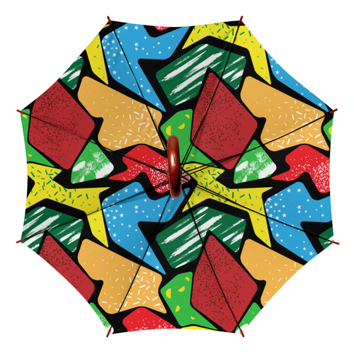 Заказать зонт в Москве. Зонт-трость двусторонний с деревянной ручкой Цветная абстракция от IrinkaArt  - готовые дизайны и нанесение принтов.