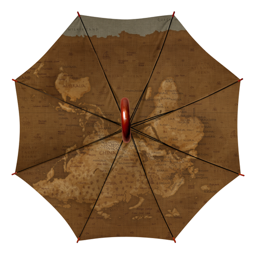 Заказать зонт в Москве. Зонт-трость двусторонний с деревянной ручкой Карта мира от Александр Гришин - готовые дизайны и нанесение принтов.