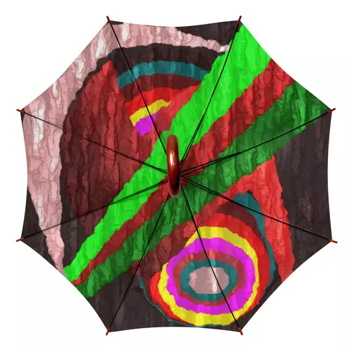 Заказать зонт в Москве. Зонт-трость двусторонний с деревянной ручкой По мотивам супрематизма от Alexey Evsyunin - готовые дизайны и нанесение принтов.