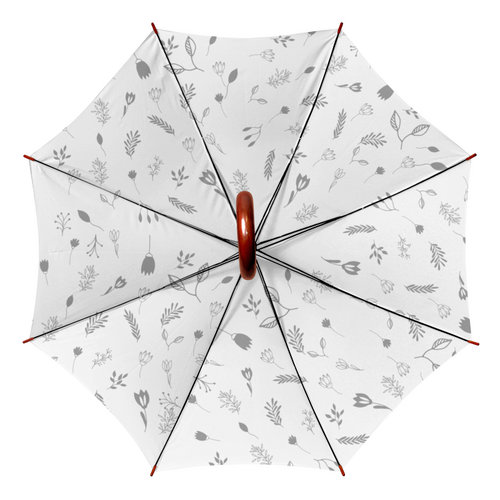 Заказать зонт в Москве. Зонт-трость двусторонний с деревянной ручкой Растения от Irinakn - готовые дизайны и нанесение принтов.