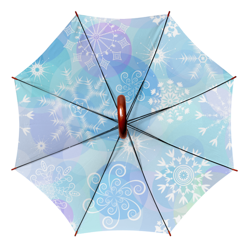 Заказать зонт в Москве. Зонт-трость двусторонний с деревянной ручкой Снежинка от Ирина - готовые дизайны и нанесение принтов.
