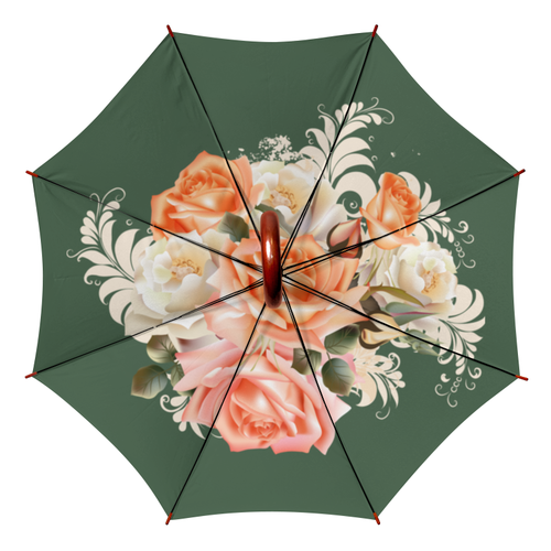 Заказать зонт в Москве. Зонт-трость двусторонний с деревянной ручкой Чайная роза от Ирина - готовые дизайны и нанесение принтов.