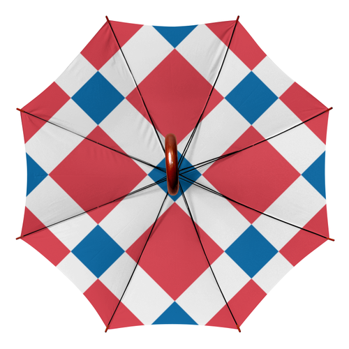 Заказать зонт в Москве. Зонт-трость двусторонний с деревянной ручкой Клетчатый от BeliySlon - готовые дизайны и нанесение принтов.