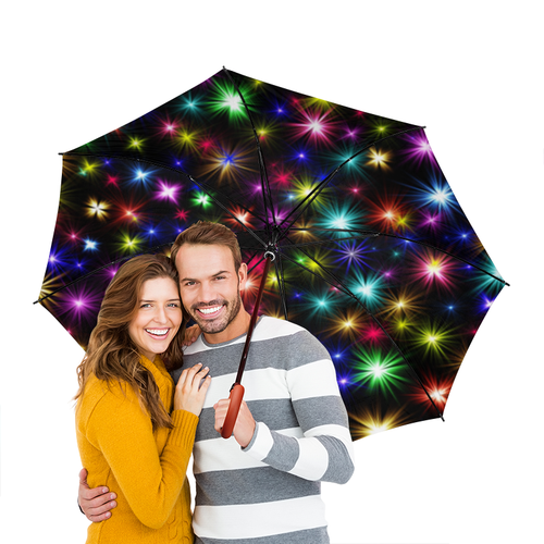 Заказать зонт в Москве. Зонт-трость двусторонний с деревянной ручкой Fireworks от meteorol - готовые дизайны и нанесение принтов.