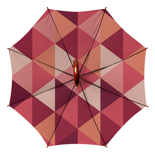 Заказать зонт в Москве. Зонт-трость двусторонний с деревянной ручкой Треугольная абстракция от BeliySlon - готовые дизайны и нанесение принтов.