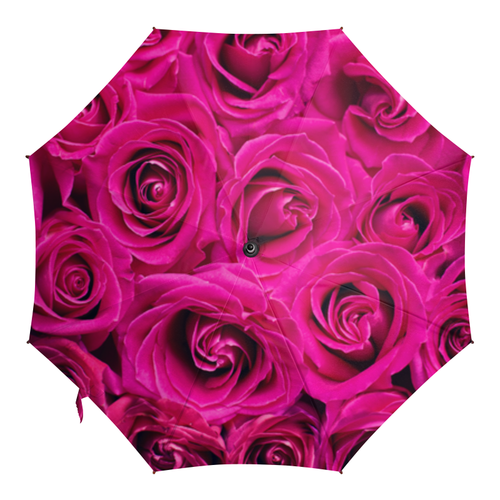 Заказать зонт в Москве. Зонт-трость двусторонний с деревянной ручкой Pink Roses от meteorol - готовые дизайны и нанесение принтов.