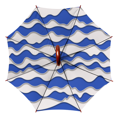 Заказать зонт в Москве. Зонт-трость двусторонний с деревянной ручкой Абстрактные волны от BeliySlon - готовые дизайны и нанесение принтов.