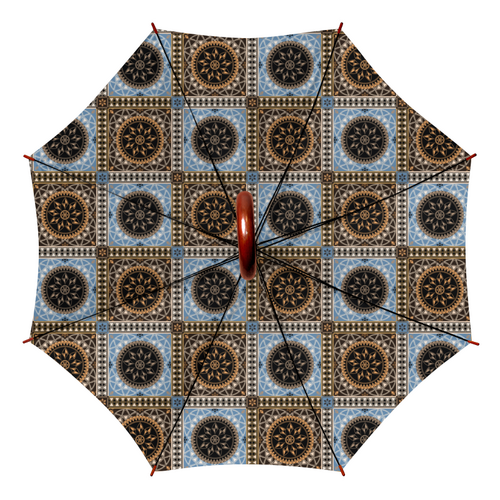 Заказать зонт в Москве. Зонт-трость двусторонний с деревянной ручкой Мозаичный орнамент от IrinkaArt  - готовые дизайны и нанесение принтов.