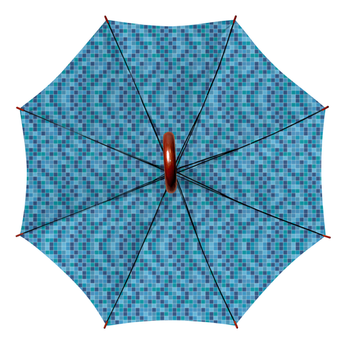 Заказать зонт в Москве. Зонт-трость двусторонний с деревянной ручкой Мозаичный от BeliySlon - готовые дизайны и нанесение принтов.